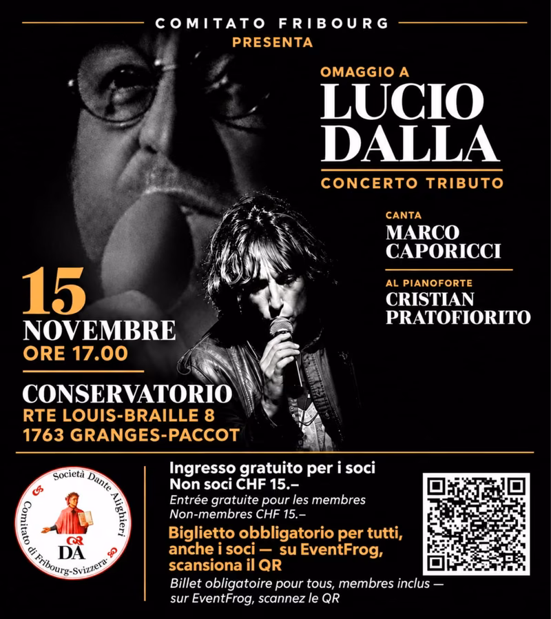 Locandina Omaggio a Lucio Dalla, domenica 15 novembre 2026